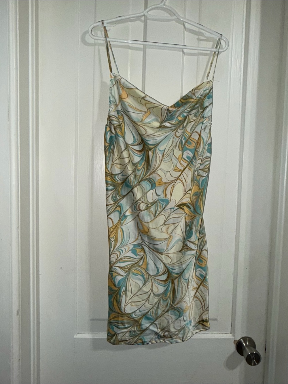 NWT‎ women's size large slip dress Forever 21 Teal & Gold Swirl Slip Dress